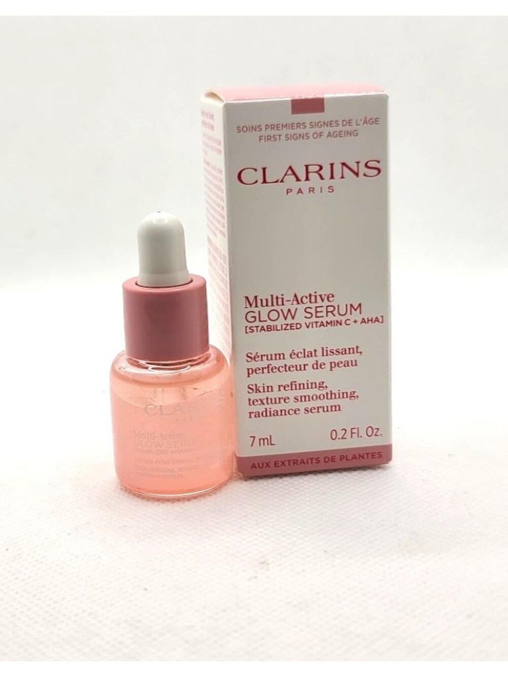 Clarins Multi-Active Glow Serum Deluxe Sample 7ml 0.2 oz Refining Smoothing NEW